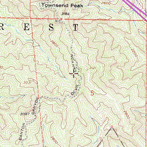 Topographic Map of Canton Canyon Devil Canyon Truck Trail, CA