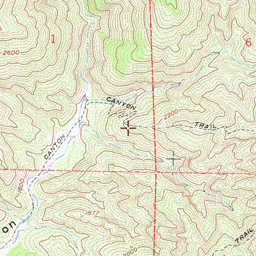 Topographic Map of Canton Canyon Trail, CA