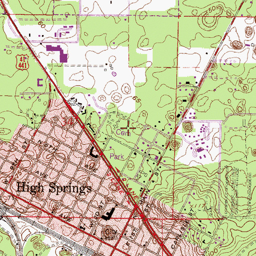 Topographic Map of High Springs Cemetery, FL