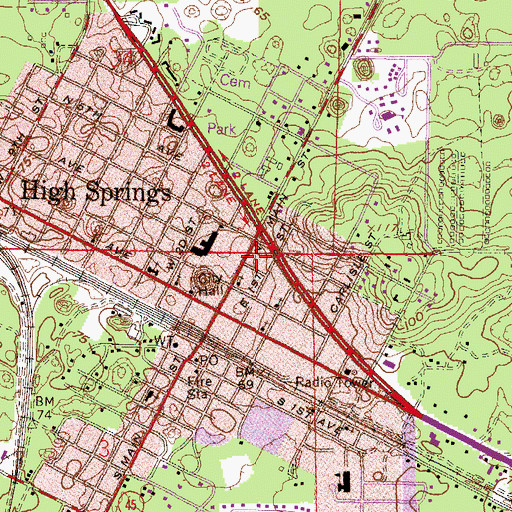 Topographic Map of First Presbyterian Church, FL