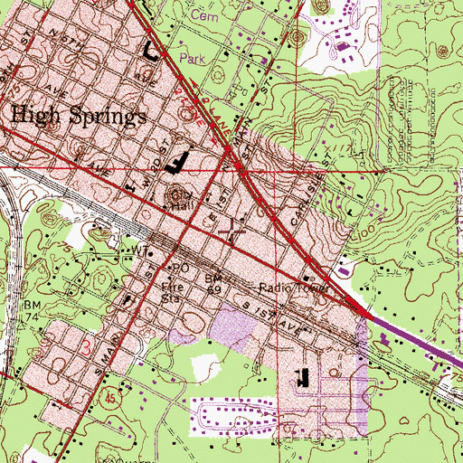 Topographic Map of High Springs Community Theater, FL