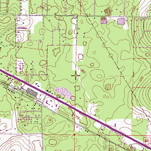 Topographic Map of Pine Hills Cemetery, FL