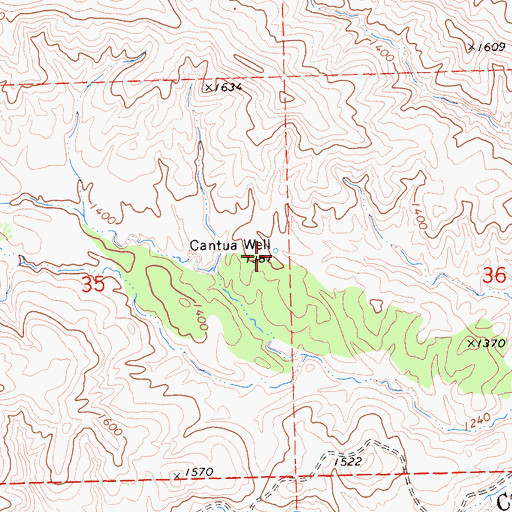Topographic Map of Cantua Well, CA