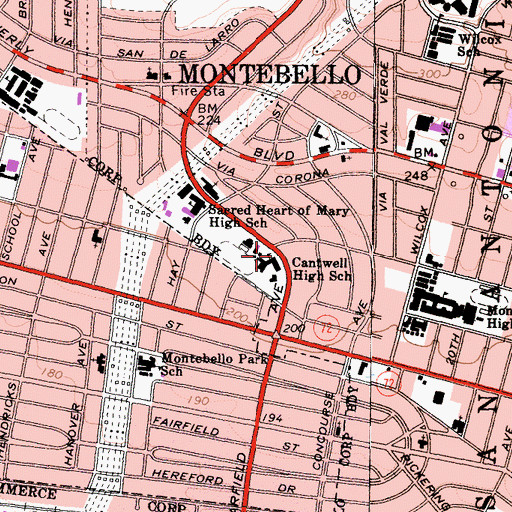 Topographic Map of Cantwell High School, CA