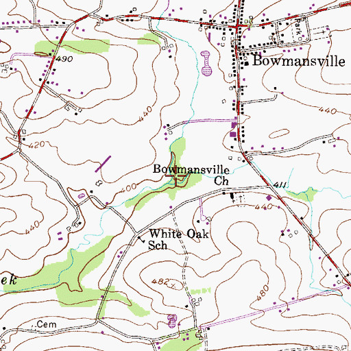 Topographic Map of Rock Run, PA