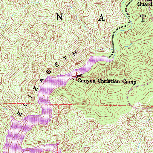 Topographic Map of Canyon Christian Camp, CA