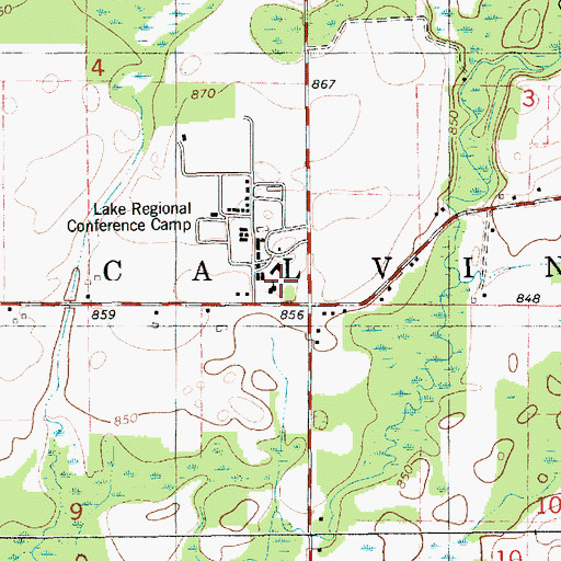 Topographic Map of Calvin Center Seventh Day Adventist Church, MI