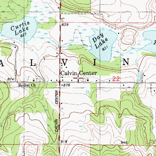 Topographic Map of Calvin Township Hall, MI