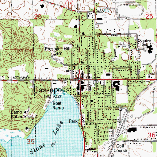 Topographic Map of Cass County Courthouse, MI