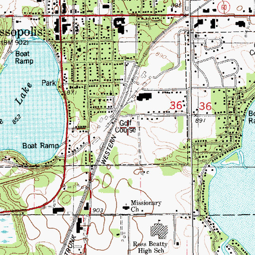 Topographic Map of Park Shore Golf Course, MI