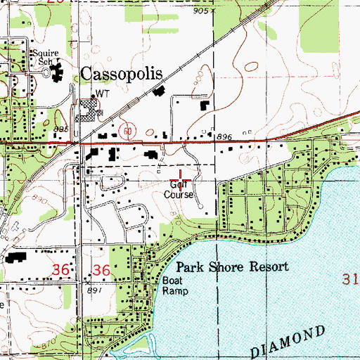 Topographic Map of Diamond Lake Golf Club, MI