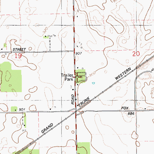 Topographic Map of Maple Grove Trailer Park, MI