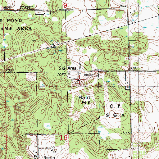 Topographic Map of Swiss Valley Ski Area, MI