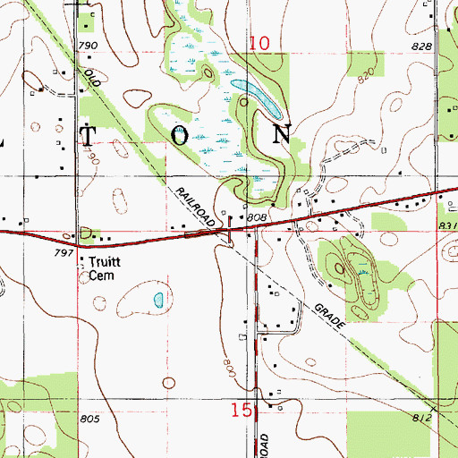 Topographic Map of Truitts Post Office (historical), MI