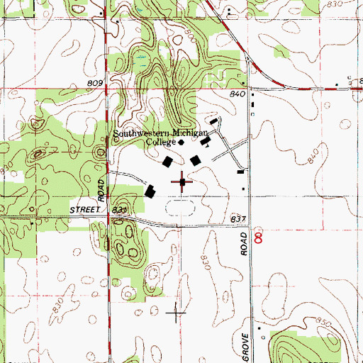 Topographic Map of College Services Building, MI