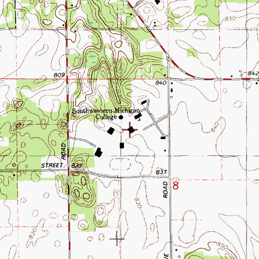 Topographic Map of William P D O'Leary Building, MI