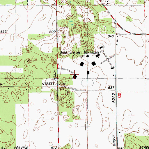 Topographic Map of Zollar Sports Center, MI