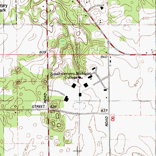 Topographic Map of Fred L Mathews Library and Conference Center, MI