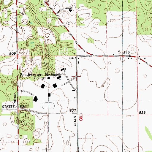 Topographic Map of Barbara Wood Building, MI