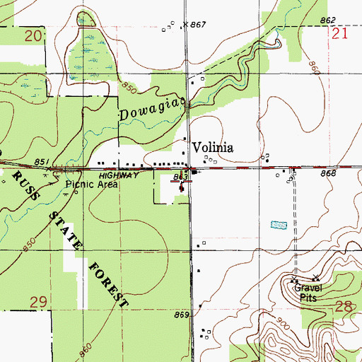 Topographic Map of Volinia Post Office (historical), MI