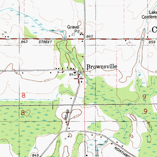 Topographic Map of Brownsville Post Office (historical), MI