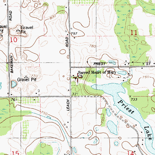 Topographic Map of Sacred Heart of Mary Catholic Church Historical Marker, MI