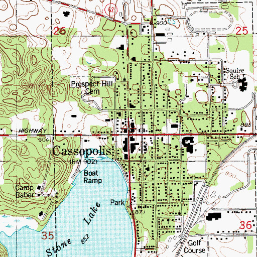 Topographic Map of Cass County Courthouse Historical Marker, MI