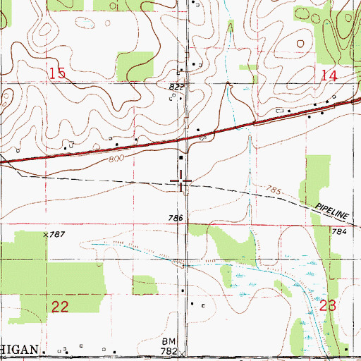 Topographic Map of Paradise Cemetery, MI