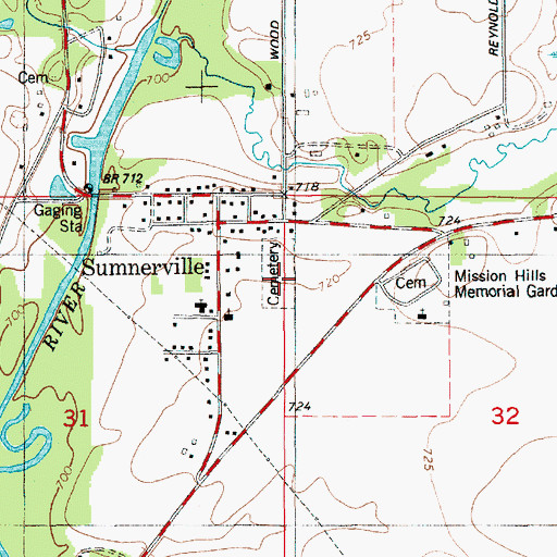 Topographic Map of Sumnerville Cemetery, MI