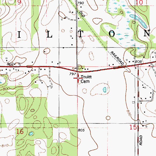 Topographic Map of Truitt Cemetery, MI