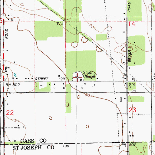Topographic Map of Smith Chapel Cemetery, MI