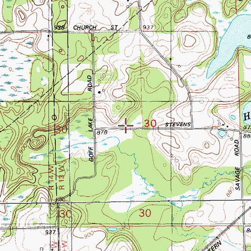 Topographic Map of Huyck Graves, MI