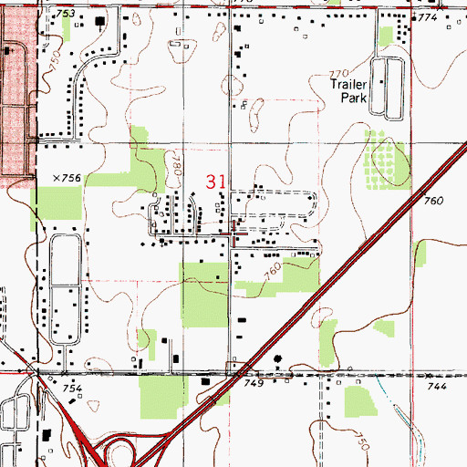 Topographic Map of Spiritual Vision Church, MI