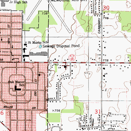 Topographic Map of First Church of Christ, MI