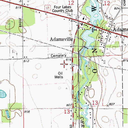 Topographic Map of Adamsville Cemetery, MI