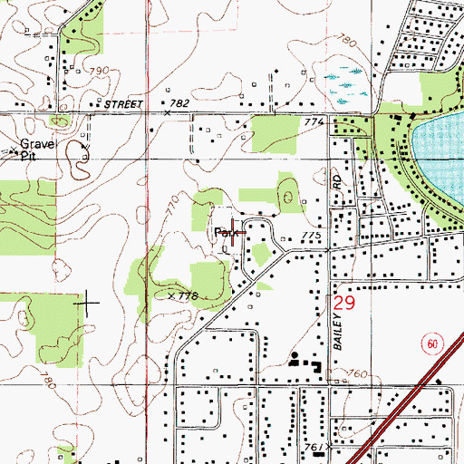 Topographic Map of Pepper Martin Park, MI