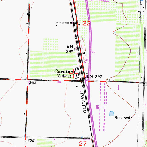 Topographic Map of Caratan, CA