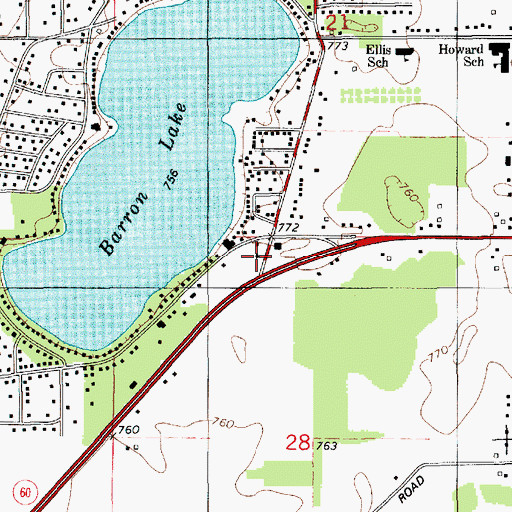 Topographic Map of Howard Township Volunteer Fire Department, MI