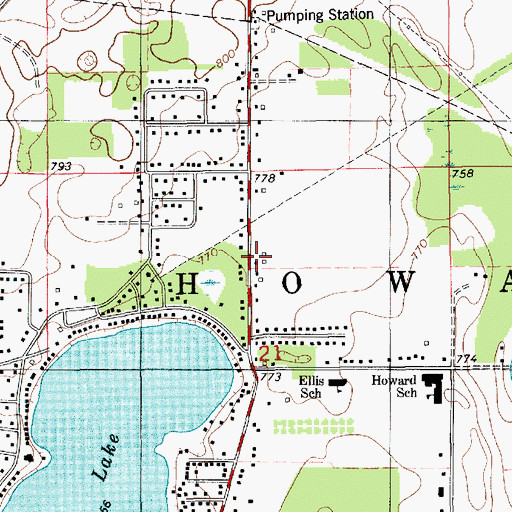 Topographic Map of Howard Township Police Department, MI
