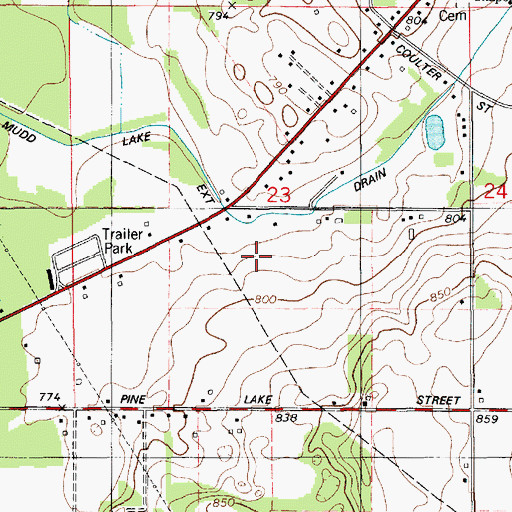 Topographic Map of Marlin Village Mobile Home Community, MI