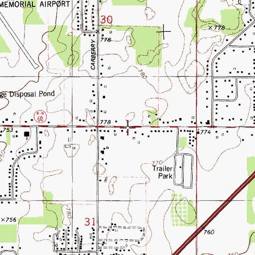 Topographic Map of Howard Branch Library, MI