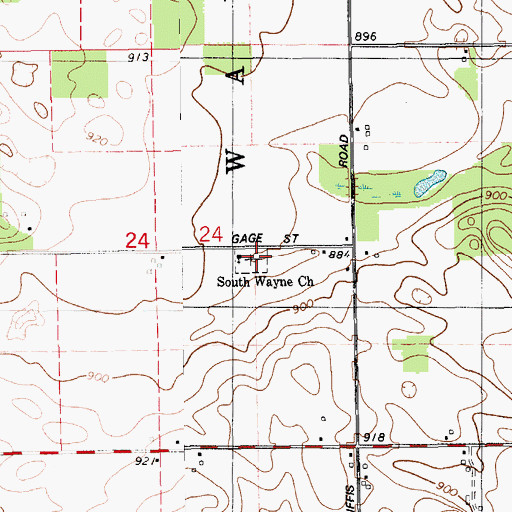 Topographic Map of South Wayne Cemetery, MI