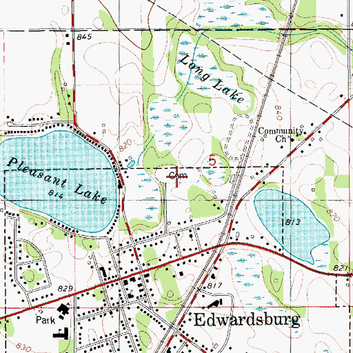 Topographic Map of Edwardsburg Cemetery, MI