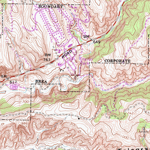Topographic Map of Carbon Canyon, CA