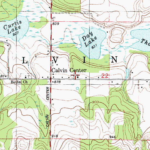 Topographic Map of Calvin Center Cemetery, MI