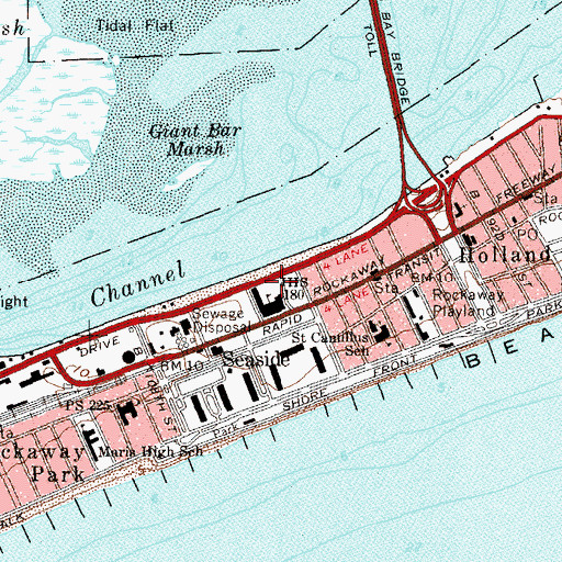 Topographic Map of Bayside Playground, NY
