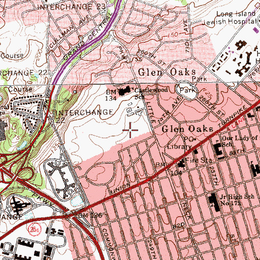 Topographic Map of Queens Farm Park, NY
