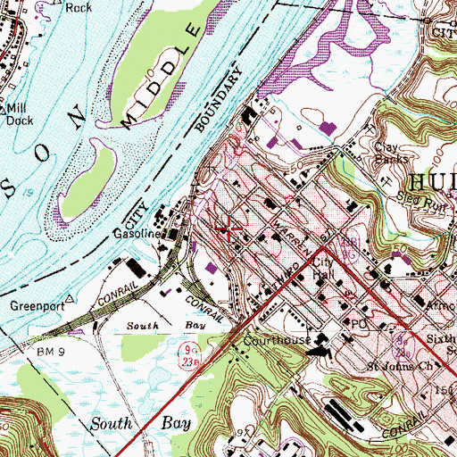 Topographic Map of Allen Street Public School, NY