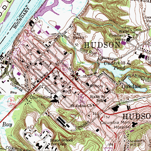 Topographic Map of Fourth Street Public School, NY