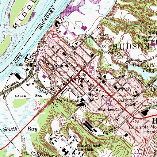 Topographic Map of Hudson Boys Club, NY